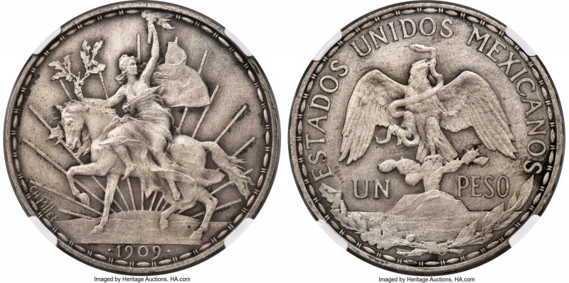 Estados Unidos silver Matte Proof Essai "Caballito" Peso 1909 PR65 NGC, Paris mi...