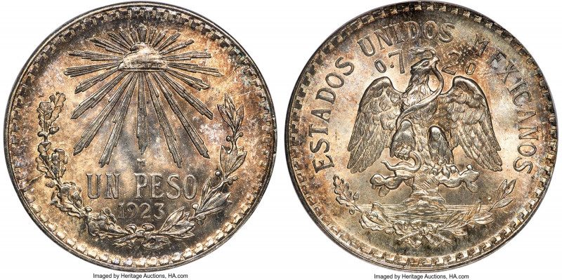Estados Unidos 9-Piece Lot of Certified Pesos, 1) Peso 1923-M - MS65 PCGS 2) Pes...