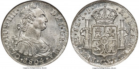 Charles IV 8 Reales 1804 LM-JP MS64 NGC, Lima mint, KM97, Elizondo-68, Cal-924. Intensely brilliant and exhibiting radiating flowlines that project ou...