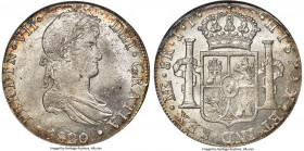 Ferdinand VII 8 Reales 1820 LM-JP MS64 NGC, Lima mint, KM117.1, Elizondo-88, Cal-1074. A frosty near-gem selection produced by extensively used and co...