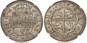 Philip IV 8 Reales 1636 (Aqueduct)-R MS64 NGC, Segovia mint, KM39.6, Cay-6320, Cal-1176 (prev. Cal-578). Choice Mint State with impressively lustrous ...