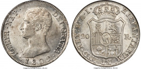 Joseph Napoleon "De Vellon" 20 Reales 1809 M-AI MS63 NGC, Madrid mint, KM551.2, Cal-36. An inviting Choice Mint State specimen struck under the author...