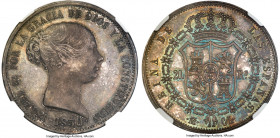 Isabel II Proof 20 Reales 1850 M-CL PR65 NGC, Madrid mint, KM592.1, Dav-332, Cal-591, O'Connor-pg. 118 (R7). A sublime Proof rarity representing the f...