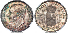 Alfonso XII 5 Pesetas 1882(82) MS-M MS66 NGC, Madrid mint, KM688, Dav-341, Cal-51. An absolute stunner of a 5 Pesetas, even when considering the choic...