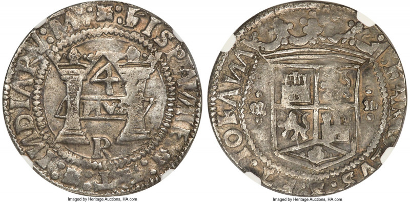 Charles & Johanna "Early Series" 4 Reales ND (1536-1538) M-R VF35 NGC, Mexico Ci...