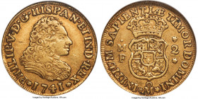 Philip V gold 2 Escudos 1741/31 Mo-MF XF45 NGC, Mexico City mint, cf. KM124 (overdate unlisted), Cal-1907 (same). A type almost universally encountere...