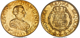 Charles III gold 8 Escudos 1760 Mo-MM AU55 NGC, Mexico City mint, KM153, Cal-1977, Onza-740 (Very Rare). A laudable and comparatively "choice" survivo...