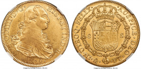 Charles IV gold 8 Escudos 1802 Mo-FT AU58 NGC, Mexico City mint, KM159, Cal-1645, Onza-1037. Only very minimally circulated, an exceptionally pervasiv...