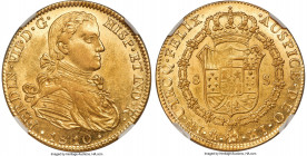 Ferdinand VII gold 8 Escudos 1810 Mo-HJ MS61 NGC, Mexico City mint, KM160, Cal-1783, Onza-1254. A bit softly struck to the higher portions of the desi...