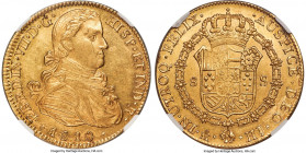 Ferdinand VII gold 8 Escudos 1810 Mo-HJ MS60 NGC, Mexico City mint, KM160, Cal-1783, Onza-1254. A coin which must be viewed in hand to be fully apprec...