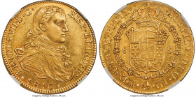 Ferdinand VII gold 8 Escudos 1810 Mo-HJ AU58 NGC, Mexico City mint, KM160, Cal-1783, Onza-1254. A type more often found heavily circulated if not down...