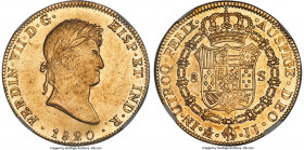 Ferdinand VII gold 8 Escudos 1820 Mo-JJ MS61 NGC, Mexico City mint, KM161, Cal-1799, Onza-1271. An extremely glassy specimen, boldly struck for the gr...