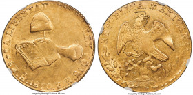Republic gold 8 Escudos 1870 Ho-PR AU55 NGC, Hermosillo mint, KM383.8, Onza-1989, Long-pg. 474. A generally scarce mint-date combination, with Long st...