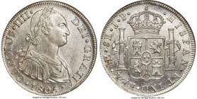 Charles IV 8 Reales 1805 LM-JP MS63 NGC, Lima mint, KM97, Cal-983. Graced with finely stippled surfaces that lend an unmistakable silky quality throug...