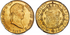 Ferdinand VII gold 8 Escudos 1819 LM-JP AU53 NGC, Lima mint, KM129.1, Cal-1766, Onza-1229. A type which is seldom found in better than AU condition, w...