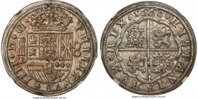 Philip IV 8 Reales 1660 (Aqueduct)-BR MS63 NGC, Segovia mint, KM111, Cal-1625, Cay-6545. Variety with horizontal aqueduct. Superb quality for this sel...