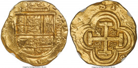 Philip IV gold 8 Escudos 1638/7 S-R MS61 NGC, Seville mint, KM59.2, Cal-1959, Oro Macuquino-67. 26.97gm. A firmly brilliant example for a type that is...