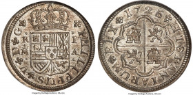 Philip V Real 1726/7 M-A MS66 NGC, Madrid mint, cf. KM298 (overdate unlisted), Cal-437 (same). A practically as-made piece, with boldly pronounced fea...