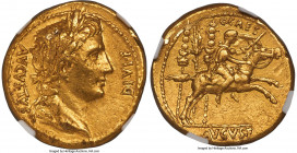 Augustus (27 BC-AD 14). AV aureus (19mm, 7.91 gm, 7h). NGC Choice XF 5/5 - 2/5, Fine Style, scuffs. Lugdunum, 8 BC. AVGVSTVS-DIVI•F, laureate head of ...
