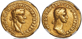 Gaius "Caligula" (AD 37-41), with Agrippina Senior. AV aureus (19mm, 7.65 gm, 6h). NGC Fine 5/5 - 4/5. Rome, AD 40. C•CAESAR•AVG•PON•M•TR•POT•III•COS•...