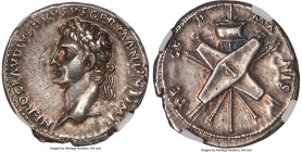 Nero Claudius Drusus (38-9 BC). AR denarius (19mm, 3.84 gm, 9h). NGC AU S 5/5 - 4/5. Rome, ca. AD 41-45. NERO CLAVDIVS DRVSVS GERMANICVS IMP, head of ...
