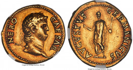 Nero, as Augustus (AD 54-68). AV aureus (19mm, 7.30 gm, 4h). NGC Choice XF 5/5 - 2/5, brushed. Rome, ca. AD 64-65. NERO-CAESAR, laureate, bearded head...