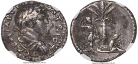 Titus, as Caesar (AD 79-81). AR denarius (17mm, 3.46 gm, 6h). NGC Choice VF 4/5 - 3/5. Judaea Capta issue. Antioch, ca. AD 72-73. T CAES IMP VESP PON ...