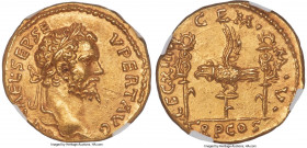 Septimius Severus (AD 193-211). AV aureus (19mm, 7.21 gm, 7h). NGC Choice AU S 5/5 - 3/5. Emesa, AD 193. IMP CAE L•SEP•SE-V PERT AVG, laureate head of...