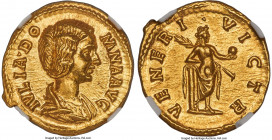 Julia Domna (AD 193-217). AV aureus (20mm, 7.18 gm, 5h). NGC Choice MS 5/5 - 5/5. Rome, AD 194. IVLIA•DO-MNA AVG, draped bust of Julia Domna right, se...