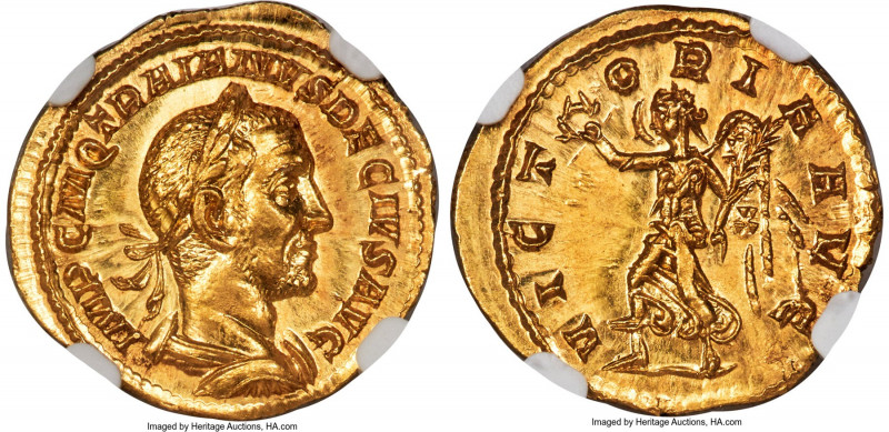 Trajan Decius (AD 249-251). AV aureus (19mm, 4.68 gm, 6h). NGC MS 5/5 - 4/5, Fin...