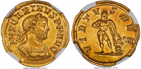 Carinus, as Augustus (AD 283-285). AV aureus (20mm, 4.21 gm, 11h). NGC MS 5/5 - 3/5, light graffito. Rome, AD 283-285. IMP CARINVS P F AVG, laureate, ...