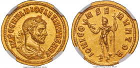 Diocletian (AD 284-305). AV aureus (20mm, 5.39 gm, 6h). NGC MS 5/5 - 4/5. Cyzicus, 1/60 of the Roman pound standard, AD 286-287. IMP C C VAL DIOCLETIA...