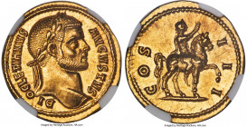 Diocletian (AD 284-305). AV aureus (20mm, 5.23 gm, 7h). NGC Choice AU 5/5 - 4/5, scratches. Cyzicus, 1/60 of the Roman pound standard, AD 287-290. DI-...