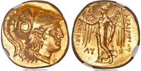 MACEDONIAN KINGDOM. Philip III Arrhidaeus (323-317 BC). AV stater (17mm, 8.46 gm, 12h). NGC Choice MS 5/5 - 5/5, Fine Style. Lifetime issue of Babylon...