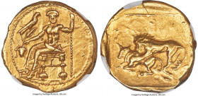 BABYLONIA. Alexandrine Empire. Mazaeus, as Satrap (331-328 BC). AV double-daric (22mm, 17.31 gm, 11h). NGC XF 4/5 - 4/5, flan flaw. Baaltars seated le...