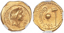 Julius Caesar, as Consul for the Third Time (46 BC), with Aulus Hirtius, as Praetor. AV aureus (19mm, 8.13 gm, 5h). NGC MS S 5/5 - 5/5. Rome, 46 BC. C...