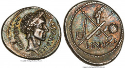Julius Caesar, as Dictator Perpetuo (February-March 44 BC), with Lucius Aemilius Buca, as Moneyer. AR denarius (21mm, 3.78 gm, 9h). NGC AU 5/5 - 4/5. ...