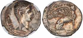 Augustus (27 BC-AD 14). AR cistophorus (26mm, 11.95 gm, 12h). NGC Choice AU S 5/5 - 4/5, Fine Style. Pergamum, soon after 27 BC. IMP•CAESAR, bare head...