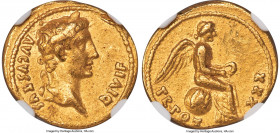 Augustus (27 BC-AD 14). AV quinarius (16mm, 3.85 gm, 6h). NGC Choice VF 4/5 - 2/5, scuffs. Lugdunum, July AD 7-June AD 8. AVGVSTVS-DIVI F, laureate he...