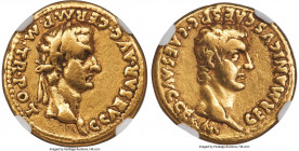 Gaius "Caligula" (AD 37-41), with Germanicus. AV aureus (18mm, 7.69 gm, 3h). NGC VF 5/5 - 4/5. Rome, AD 37-38. C CAESAR•AVG•GERM•P•M•TR•POT•, laureate...