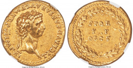 Claudius I (AD 41-54). AV aureus (19mm, 7.76 gm, 9h). NGC AU 5/5 - 3/5. Rome, AD 46-47. TI•CLAVD•CAESAR•AVG•P•M•TR•P•VI•IMP•XI, laureate head of Claud...