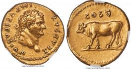 Titus, as Caesar (AD 79-81). AV aureus (19mm, 7.21 gm, 8h). NGC AU 5/5 - 3/5, Fine Style. Rome, AD 76. T CAESAR IMP VESPASIAN, laureate head of Titus ...