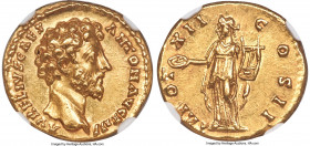 Marcus Aurelius, as Caesar (AD 161-180). AV aureus (18mm, 7.13 gm, 12h). NGC Choice AU 5/5 - 4/5, edge marks. Rome, AD 157-158. AVRELIVS CAES-ANTON AV...
