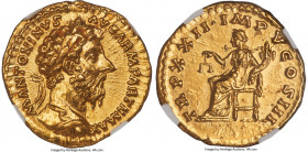 Marcus Aurelius, as Augustus (AD 161-180). AV aureus (20mm, 7.20 gm, 5h). NGC Choice AU 5/5 - 2/5, Fine Style, smoothing. Rome, AD 168. M ANTONINVS-AV...