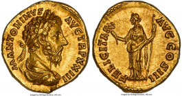 Marcus Aurelius, as Augustus (AD 161-180). AV aureus (20mm, 7.18 gm, 12h). NGC MS 5/5 - 3/5, ex-jewelry. Rome, AD 169. M ANTONINVS-AVG TR P XXIII, lau...