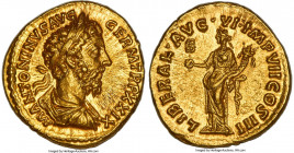 Marcus Aurelius, as Augustus (AD 161-180). AV aureus (20mm, 7.32 gm, 11h). NGC Choice MS 5/5 - 4/5. Rome, AD 175. M ANTONINVS AVG-GERM TR P XXIX, laur...