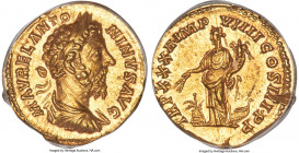Marcus Aurelius, as Augustus (AD 161-180). AV aureus (20mm, 7.23 gm, 12h). ANACS MS 60, damaged. Rome, AD 177-178. M•AVREL•ANTO-NINVS•AVG, laureate, d...