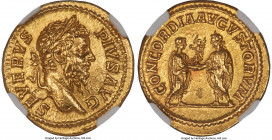 Septimius Severus (AD 193-211). AV aureus (20mm, 7.34 gm, 12h). NGC AU 5/5 - 2/5, brushed. Rome, AD 209. SEVERVS-PIVS AVG, laureate head of Septimius ...