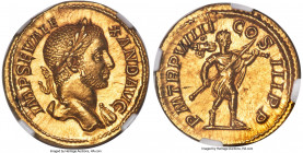 Severus Alexander (AD 222-235). AV aureus (20mm, 6.11 gm, 7h). NGC Gem MS 5/5 - 5/5, Fine Style. Rome, AD 230. IMP SEV ALE-XAND AVG, laureate bust of ...