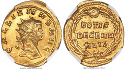 Gallienus, Sole Reign (AD 253-268). AV Binio or Heavy Aureus (22mm, 5.19 gm, 12h). NGC Choice AU 4/5 - 2/5, brushed, edge bend Rome, AD 260-268. GALLI...